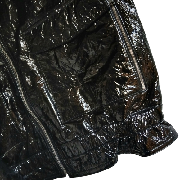 7 For All Mankind Jacket Women's Small Patent Leather Black - Picture 5 of 9